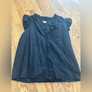 J Crew Black Ruffled Women's Top